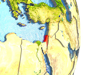 Image showing Israel in red on Earth