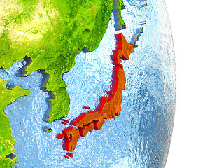 Image showing Japan in red on Earth