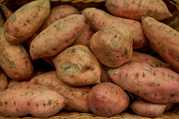 Image showing close up of sweet potatoes in basket