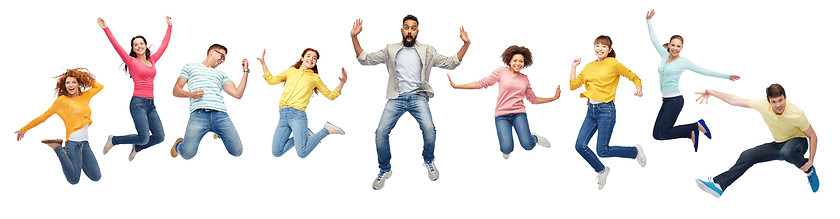 Image showing international group of happy people jumping