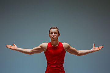 Image showing The two gymnastic acrobatic caucasian men