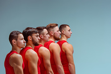 Image showing The two gymnastic acrobatic caucasian men