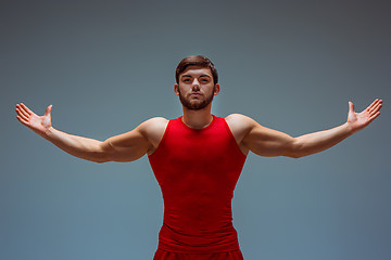 Image showing The two gymnastic acrobatic caucasian men