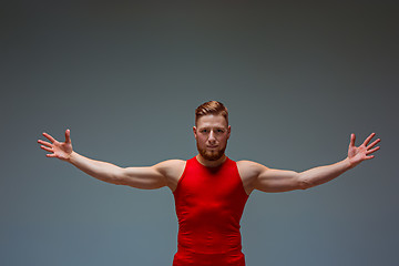 Image showing The two gymnastic acrobatic caucasian men