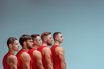 Image showing The two gymnastic acrobatic caucasian men