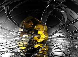 Image showing number three in abstract futuristic space - 3d rendering