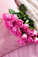 Image showing pink roses on pillow