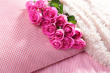 Image showing pink roses on pillow