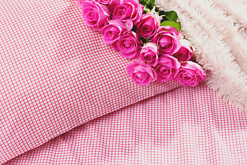 Image showing pink roses on pillow