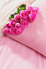 Image showing pink roses on pillow