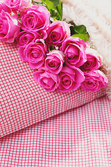 Image showing pink roses on pillow