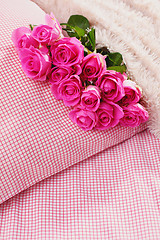 Image showing pink roses on pillow