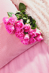 Image showing pink roses on pillow