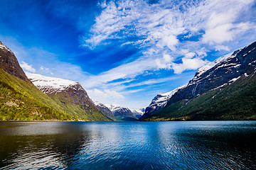 Image showing lovatnet lake Beautiful Nature Norway.