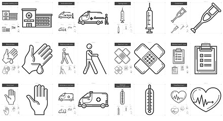 Image showing Medicine line icon set.