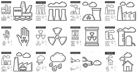 Image showing Ecology biohazard line icon set.