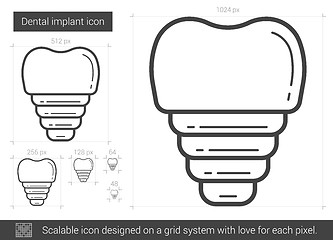 Image showing Dental implant line icon.