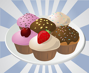 Image showing Cupcakes on plate