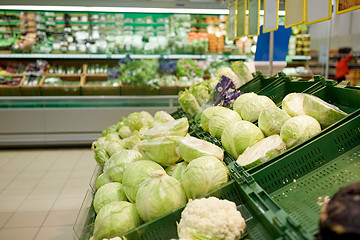 Image showing close up of cabbage at grocery store or market