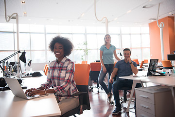 Image showing African American informal business woman working in the office