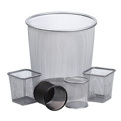 Image showing Multiple trash bins