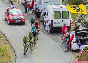 Image showing Group of Cyclists on the Mountains Roads - Tour de France 2015