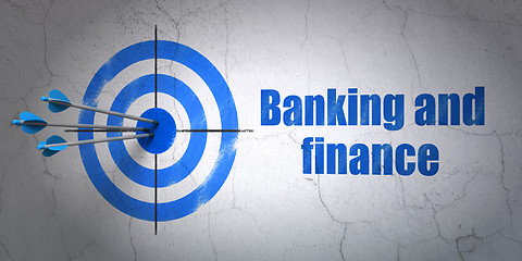 Image showing Money concept: target and Banking And Finance on wall background