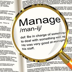 Image showing Manage Definition Magnifier Showing Leadership Management And Su