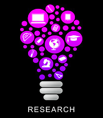 Image showing Research Lightbulb Means Gathering Data And Examination