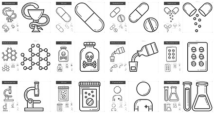 Image showing Medicine line icon set.