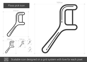 Image showing Floss pick line icon.