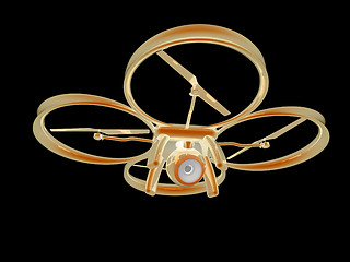 Image showing Drone, quadrocopter, with photo camera flying. 3d render