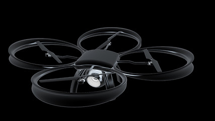 Image showing Drone, quadrocopter, with photo camera flying. 3d render