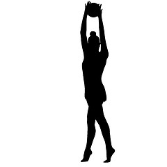 Image showing Silhouette girl gymnast with the ball. illustration