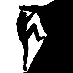 Image showing Black silhouette rock climber on white background. illustration