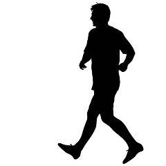 Image showing Silhouettes. Runners on sprint, men. illustration