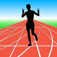 Image showing Silhouettes. Runners on sprint, men. illustration