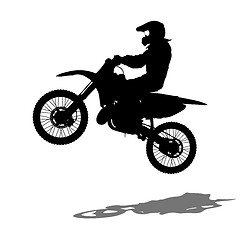 Image showing Silhouettes Rider participates motocross championship. illustration