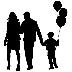 Image showing Set silhouette of happy family on a white background. illustration.