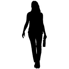 Image showing Black silhouettes of beautiful woman on white background. illustration