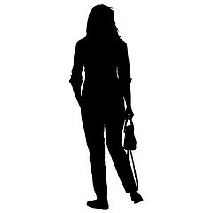 Image showing Silhouette young girl with handbag standing. illustration