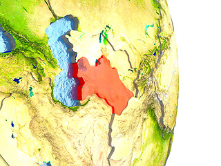 Image showing Turkmenistan in red on Earth