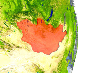 Image showing Mongolia in red on Earth