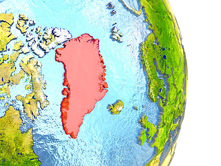 Image showing Greenland in red on Earth