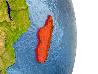 Image showing Madagascar in red on Earth