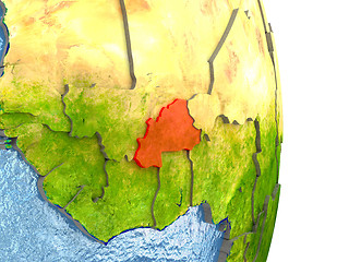 Image showing Burkina Faso in red on Earth