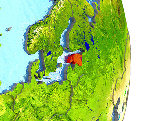 Image showing Estonia in red on Earth