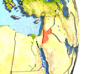 Image showing Jordan in red on Earth