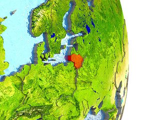 Image showing Lithuania in red on Earth