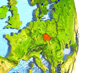 Image showing Czech republic in red on Earth